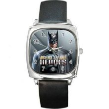 Justice League Unisex Silver-Tone Square Metal Watch 19