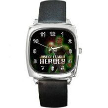 Justice League Unisex Silver-Tone Square Metal Watch 09