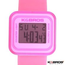 K&bros Pink Digital Chronograph Day Date Alarm Watch $141