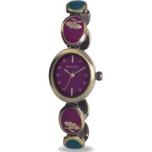 Kahuna Ladies' Enamel Oval Link Graduated Bracelet Purple & Teal KLB-0034L Watch