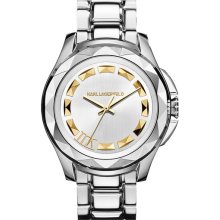 KARL LAGERFELD '7' Beveled Bezel Bracelet Watch, 44mm