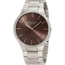 Kenneth Cole Kc9107 Men's Slim Brown Sunray Dial Stainless Steel Bracelet Watch