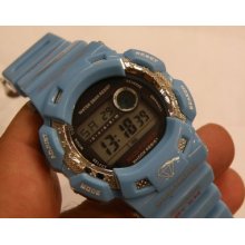 King Master Diamond Shock Techno Jojo Aqua Swiss Watch /0.12 Ct/u5