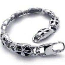 Knight's Crusader Titanium Steel Bracelet Men's Jewelry Cross Designed