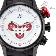 Ks Automatic Mechanical Day Date 24 Hours Analog Men Black Silicone Sport Watch