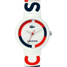 Lacoste 2020030 Unisex Goa Red White And Blue Silicone Strap Quartz Movement