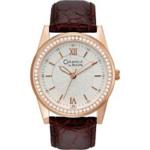 Ladies' Caravelle By Bulova Crystal Stainless Steel Rose Gold-finish And Brow...