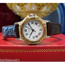 Ladies Cartier Santos Stainless Steelyellow Gold Roman Numeral Hour Markers