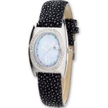 Ladies Charles Hubert Black Stingray Band Mother of Pearl Dial Watch