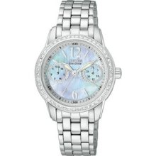 Ladies' Citizen Silhouette Crystal Black Mother of Pearl Dial Watch