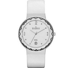 Ladies' Classic Watch with White Leather Strap