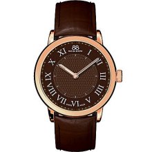 Ladies' Double 8 Origin Rose Gold Watch with Brown Leather Strap