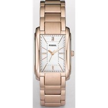 Ladies Fossil Analog Stainless Quartz Watch Rose Gold-tone Steel Bracelet