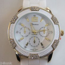 Ladies Geneva Watch - White Chronograph Dial