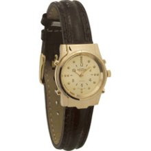 Ladies Gold Braille and Talking Watch Leather Band