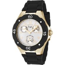 Ladies Invicta 0717 Angel Black And Gold Day And Date White Dial Watch