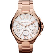 Ladies' Michael Kors Mid-Size Rose Golden Stainless Steel Camille Chronograph Wa