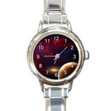 Ladies Round Italian Charm Bracelet Watch Digital Universe Gift model 30351284