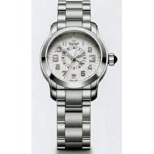 Ladies Small White Dial Dual Time Zone Vivante Stainless Steel Watch