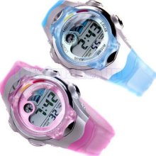 Ladies Women Men Digital Backlights Date Alarm Watch Wrist Pink&blue Colours