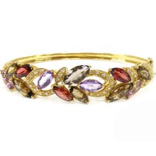 Ladies Women Red Multi-Colored Gemstones 14k Yellow Gold 0.21ct