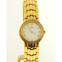 Lady Ss Goldtone Movado Swiss Quartz Bracelet Watch 87.25.820