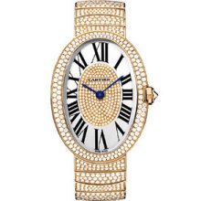 Large Cartier Baignoire Pink Gold Pave Diamond Ladies Watch HPI00325