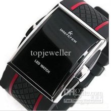 Led Watch Digital Watches Square Black Intercrew Silicone Wristband