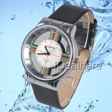 Leisure Style Unisex Watch Hollow Cross Cut Quartz Dial 2 Color