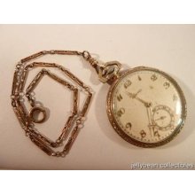 Longines Open Face Pocket Watch 15 Jewels 14kt Gf With Chain