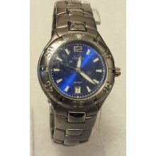 Lorus Men's Silver Tone Blue Dial Quartz Watch Lr2158