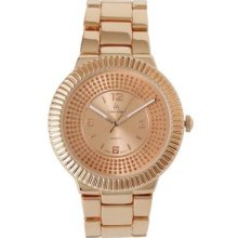 Louis Arden La7064 Ladies Large Round Rose Gold Ribbed Watch