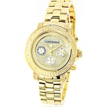 Luxurman Ladies Diamond Watch 0.3ct Yellow Gold Plated