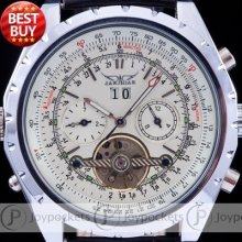 Luxury Automatical Mechanical Men Tachymeter Calendar Leather Wrist Watch W8019