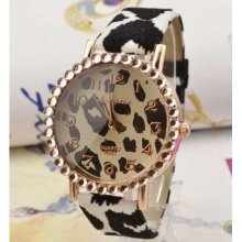 Luxury Fashion Leopard Pattern Diamond Belt Watch Quartz Watch