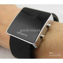 Luxury Led Watch Digital Display Mirror Mens Touch Screen Silicone S