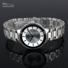 Luxury Roman Stylish Men Stainless Quartz Wrist Pretty Watch Silver-