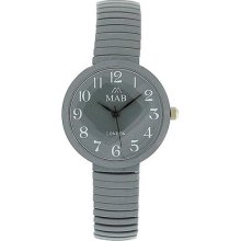 Mab London Grey Dome Shaped Dial Ladies Expander Strap Watch Exp4