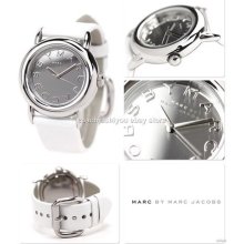 Marc By Marc Jacobs White Silver Mirror Dial Leather Band Ladies Watch Mbm1181