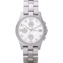 Marc Jacobs Women's Henry Silver Steel Chronograph Watch White Dial Mbm3072