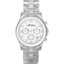 Marc Jacobs Women's Rivera Clear Resin Chronograph Watch White Dial Mbm4536