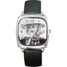 Marilyn Monroe V2 Unisex Silver-Tone Square Metal Watch 01