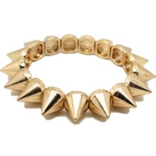 Matted Gold Tone Punk Spike Hedgehog Rivets Stretch Bracelet Fashion Jewelry