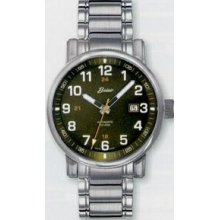 Mecaline Eta Automatic Silver Watch W/ Green Dial