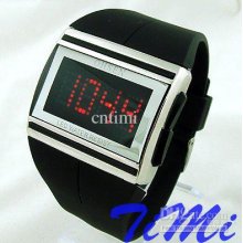 Men/boy Red Led Digital Square Sport Watch Black Gift