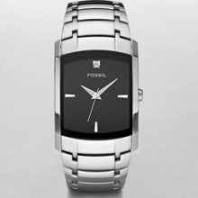 Men`s Silver/ Black Stainless Steel Diamond Dress Imported Watch