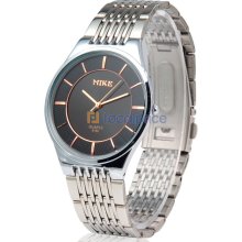 Menâ€™s Water Resistant Quartz Movement Analog Watch with Alloy Strap (Black)