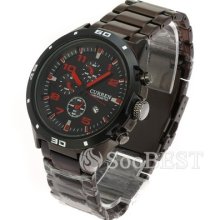 Men Unique Date Analog Quartz Movement Steel Stainless Sport Wrist Watch