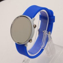 Men Women Sport Day Date Digital Display Led Silicone Plane Wrist Watch Blue