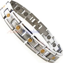 Men's 2 Tone Screw Magnetic Titanium Golf Bracelet T24